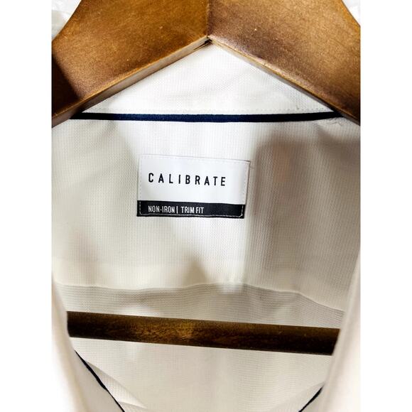 NEW! Calibrate Button Up Dress Shirt Long Sleeve White Trim Fit - 18 - Picture 3 of 4